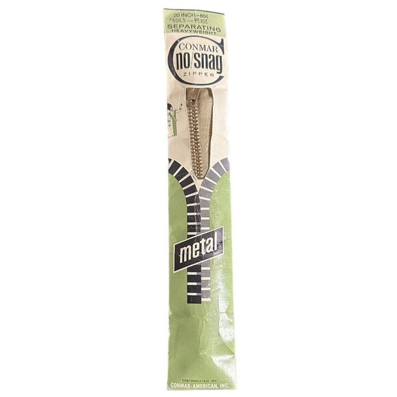 Vintage Conmar No/Snag 20” Metal Zipper Beige Scovill Military Sealed - Picture 1 of 8